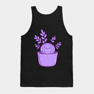 Cute Kawaii Cactus in a Pot | Lilac Succulent Flowerpot | Cute Kawaii Houseplant Tank Top